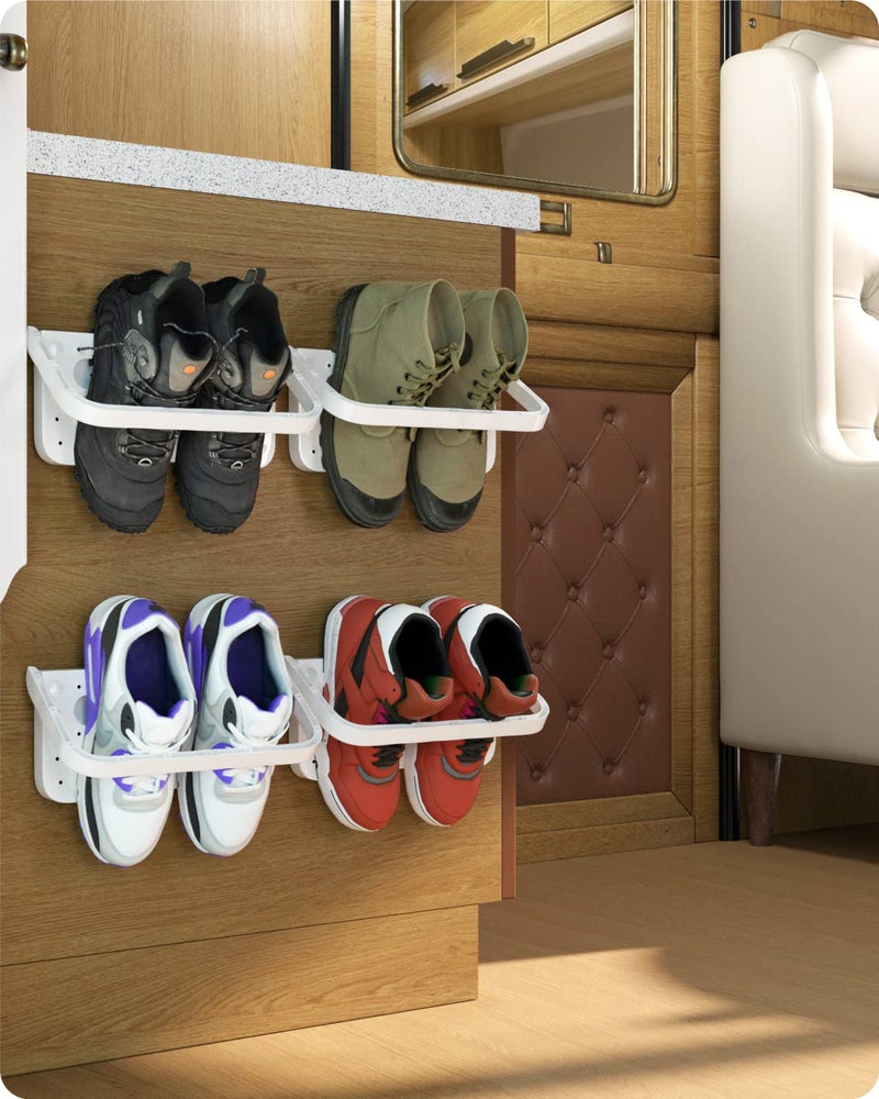 Baffect Wall Hanging Shoes Rack, Door Mounted Plastic Shoe Organizer, RV Camper Folding Shoes Holder for Space Saving Shoes Storage (4 Packs) - Image 1